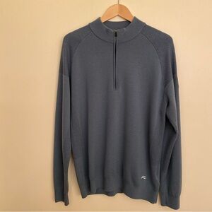 KJUS Mens Blue Gray Merino Wool Blend Sweater Size Large Golf 1/4 zip